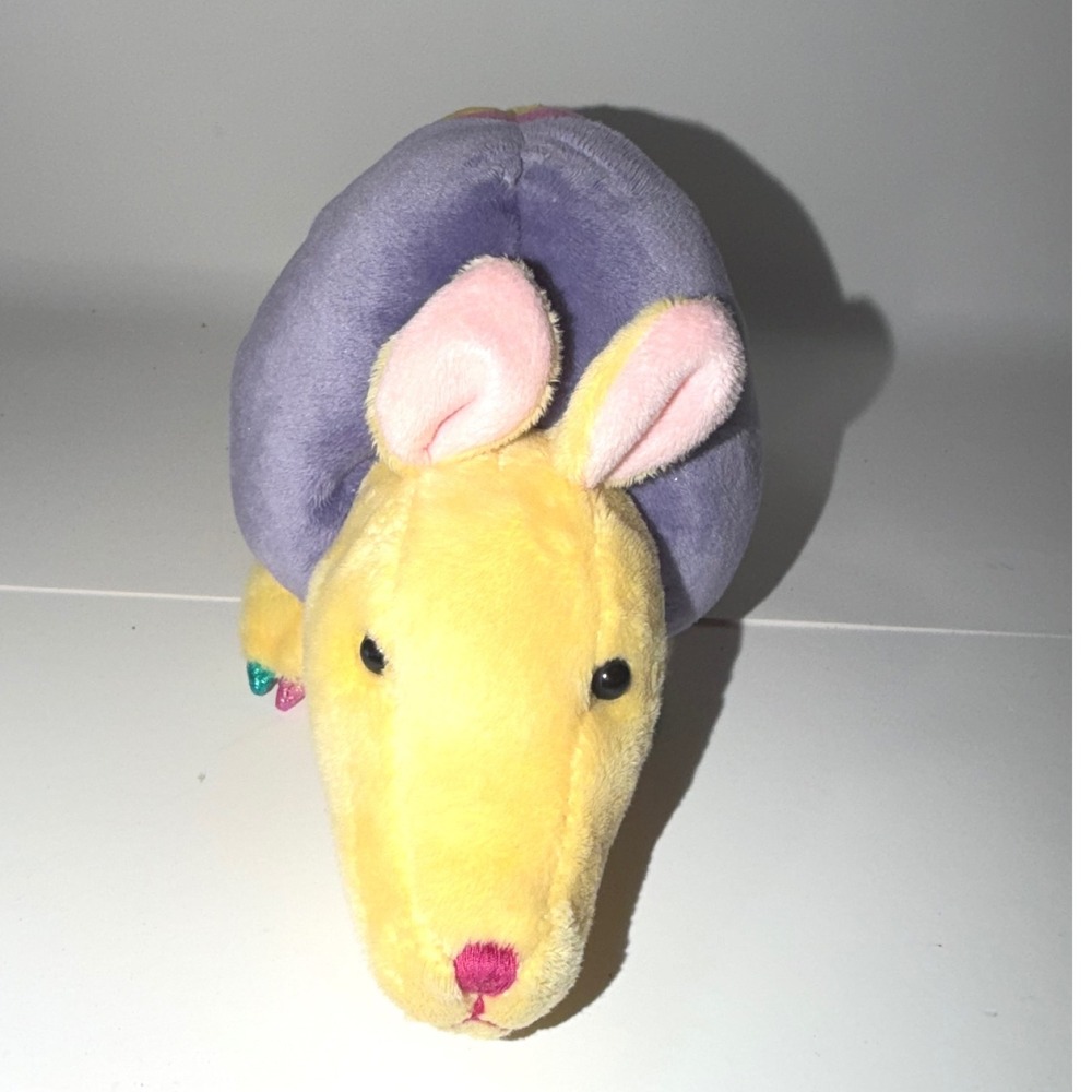 Ganz Webkinz Rainbow Armadillo Plush Stuffed Animal Yellow Multi Color Striped